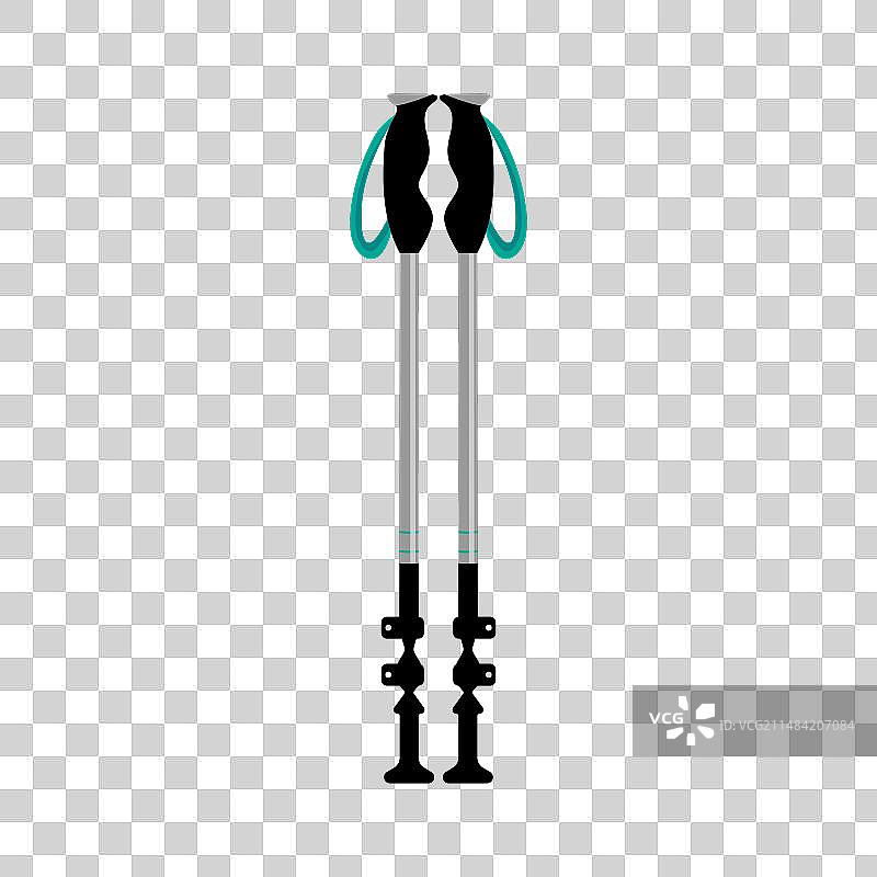 白色背景下的徒步手杖图片素材