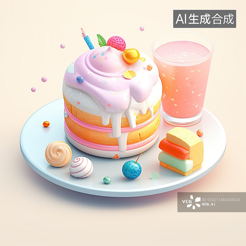 【AI数字艺术】三维立体食物模型元素图片素材