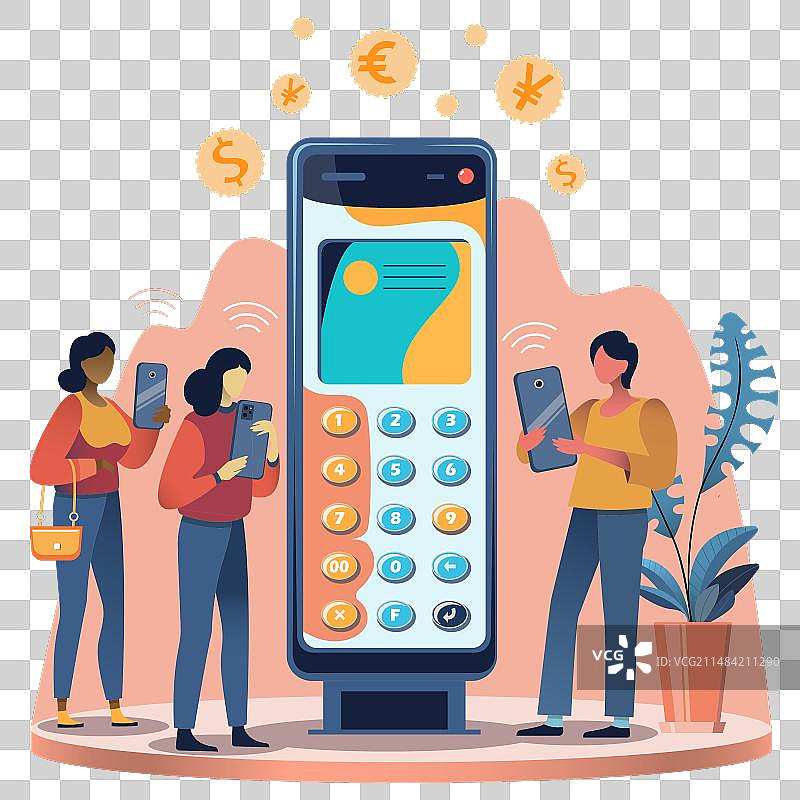 扁平化设计非接触式支付图片素材