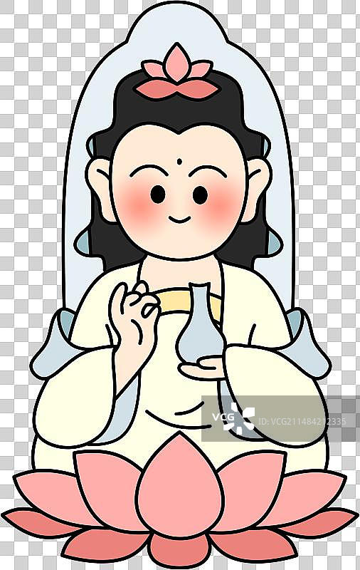 中国可爱神仙线条插画免抠素材图片素材