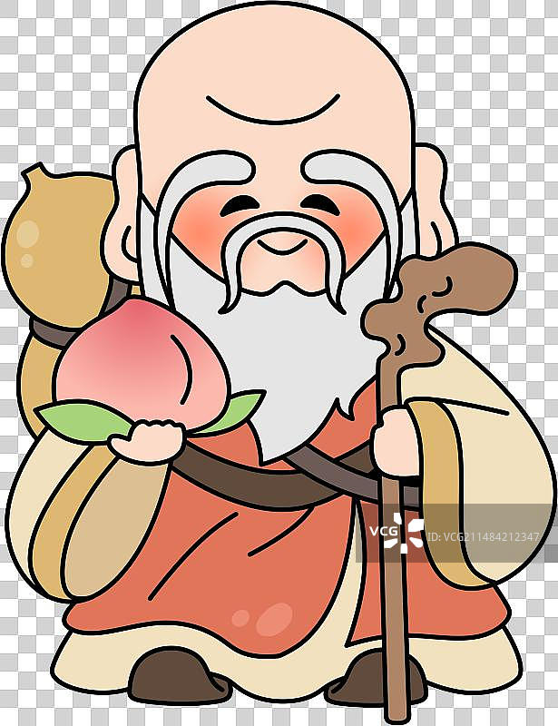 中国可爱神仙线条插画免抠素材图片素材