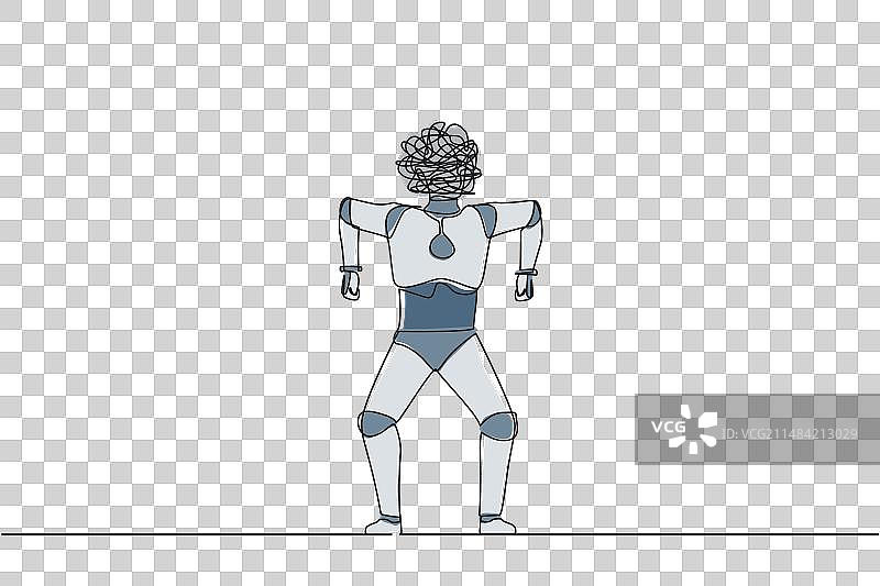 圆形机器人单线连续画图片素材