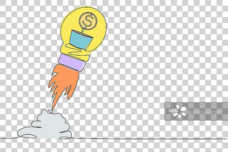 美元硬币罐的连续单线画图片素材