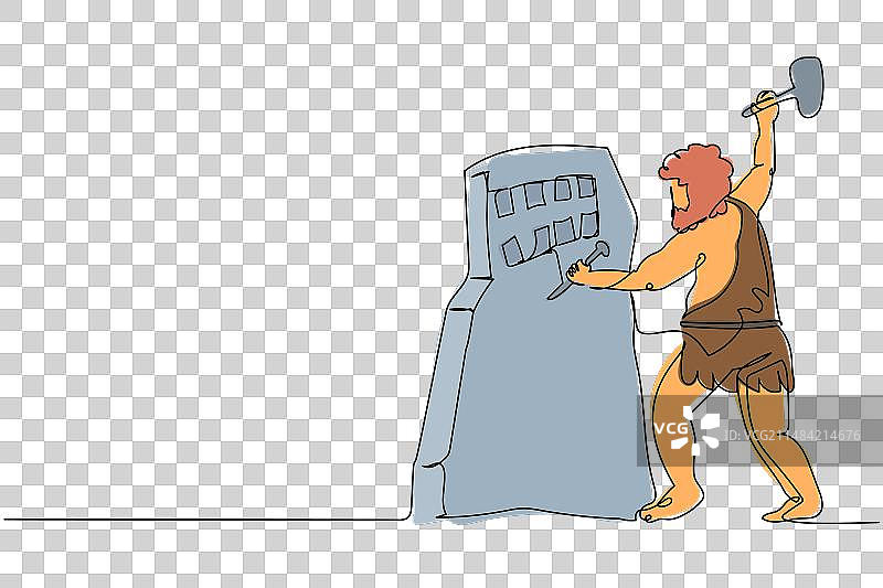 野人连续单线画图片素材