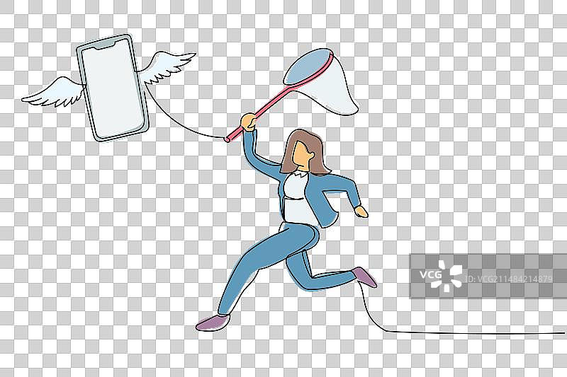 女商人尝试连续单线绘画图片素材