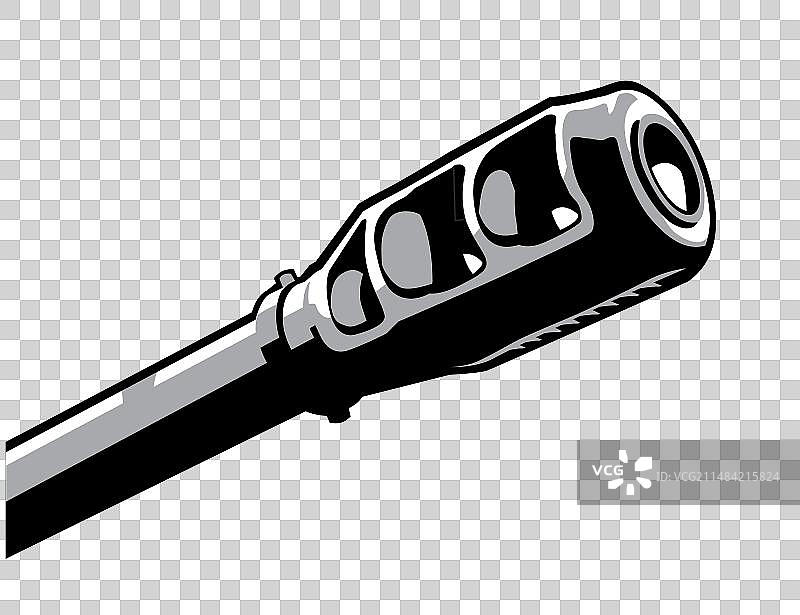 155毫米榴弹炮的大型炮口制退器图片素材