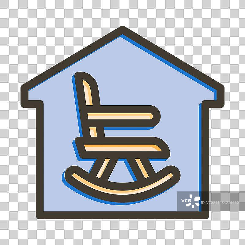 退休之家粗线条填充颜色图标图片素材