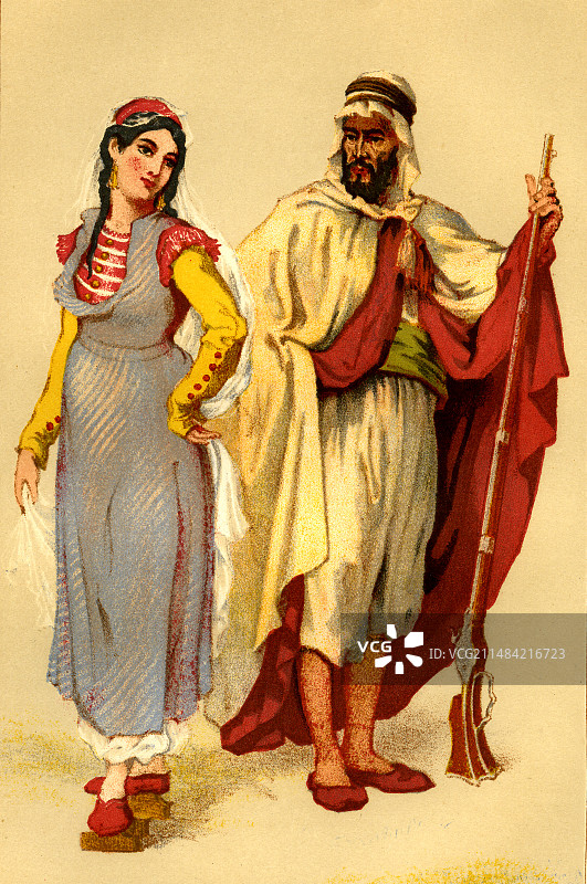 格鲁吉亚和阿拉伯人插画图片素材