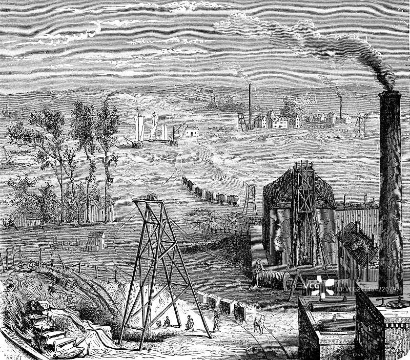 19世纪煤矿插图图片素材