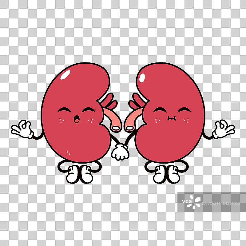 手绘瑜伽肾脏角色图片素材