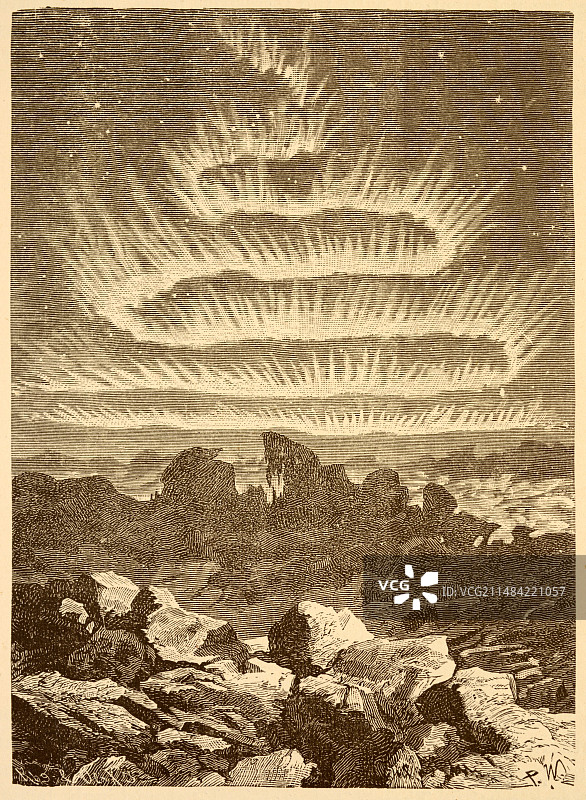 19世纪北极光雕刻图片素材