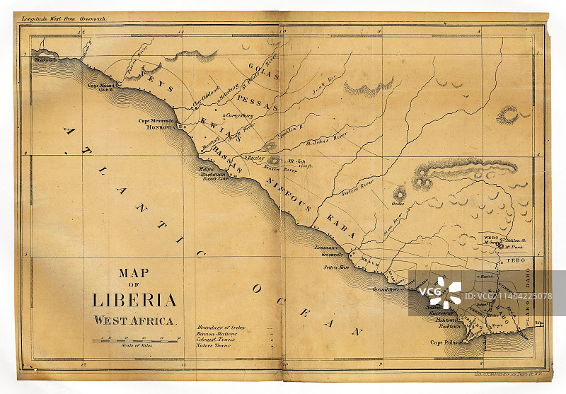 1830年的利比里亚地图图片素材