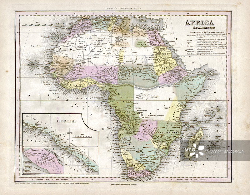 1844年非洲地图图片素材