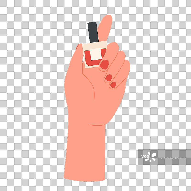 手持红色指甲油图片素材