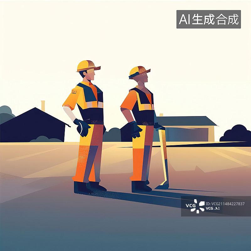 【AI数字艺术】站在施工现场的工程师的后视图图片素材