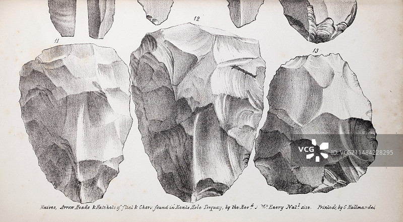 肯茨岩洞石器，1825年图片素材