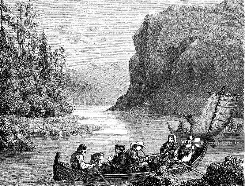 拉普兰斯卡尔卡湖19世纪插图图片素材