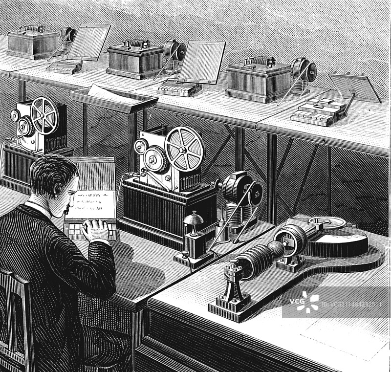 波特电报系统示意图图片素材