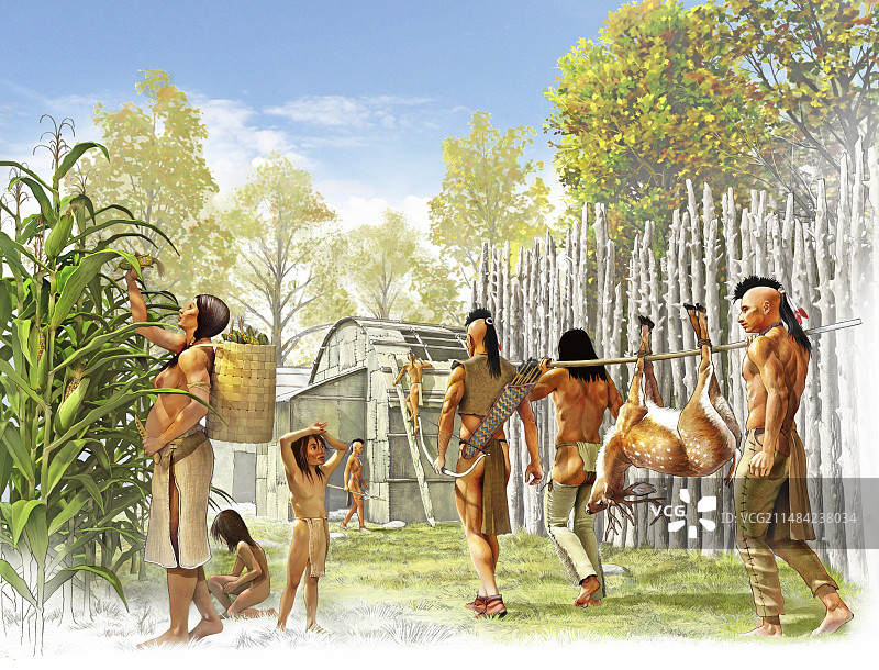 易洛魁人定居点插图图片素材