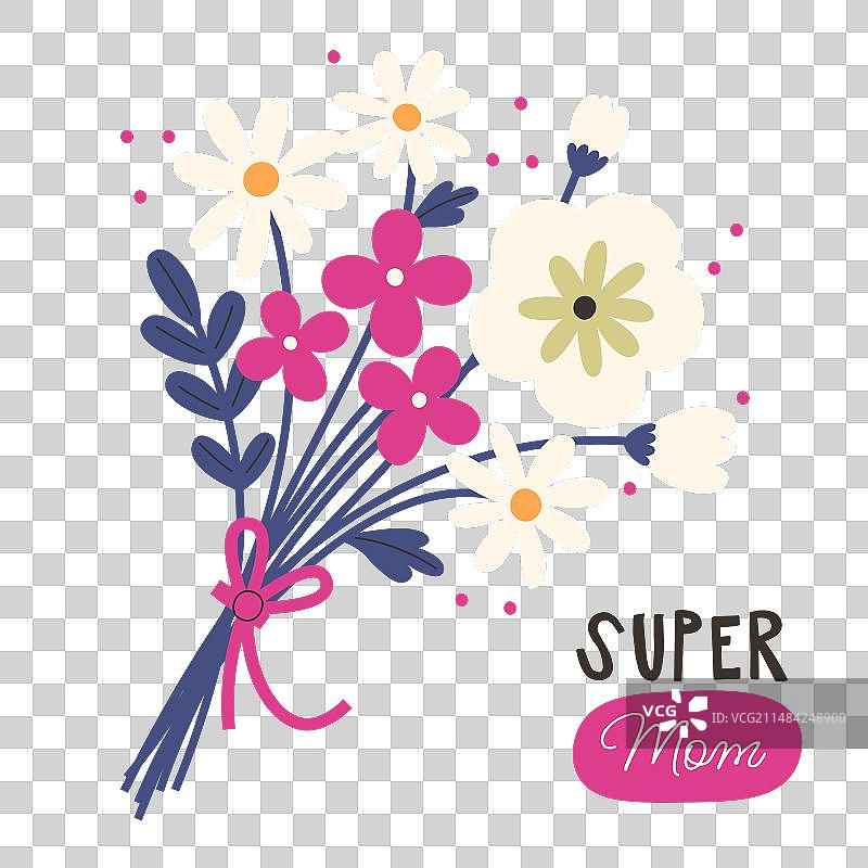 超级妈妈鲜花卡片图片素材