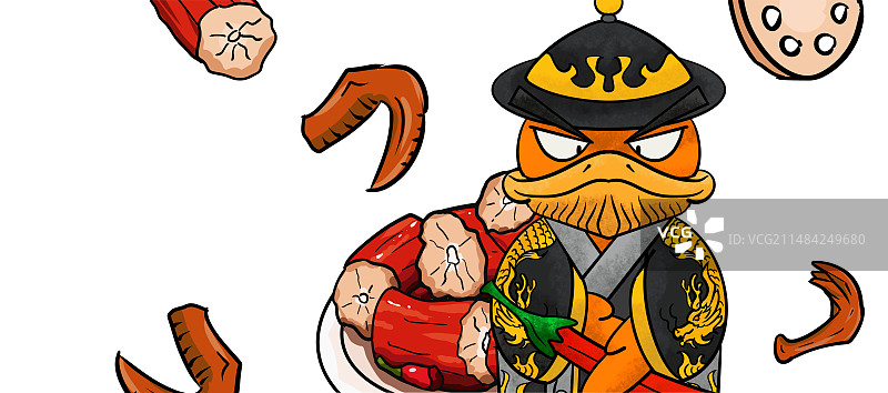 原创手绘卡通美味的鸭脖卤味插画海报素材图片素材