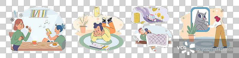 数字时代用平板电脑学习的儿童图片素材