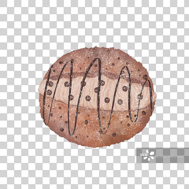 水彩手绘点心巧克力奶油面包免抠素材插画图片素材