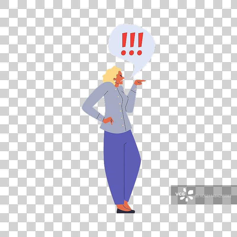 生气的女人指着某处图片素材