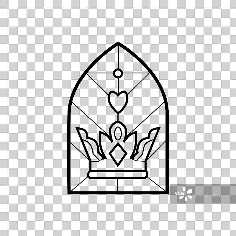 带皇冠的教堂彩色玻璃窗图片素材