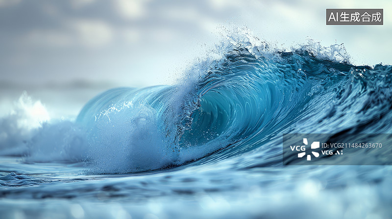 【AI数字艺术】动感蓝色海浪波浪图片素材