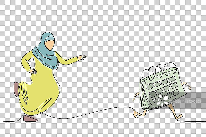 阿拉伯女商人单线画图片素材