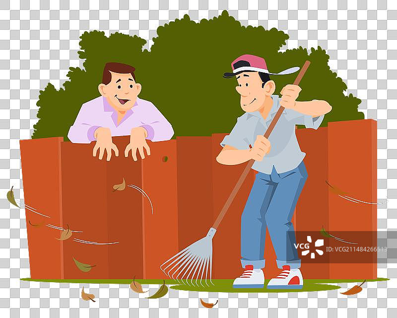 男子清扫落叶，用于互联网和移动网站图片素材