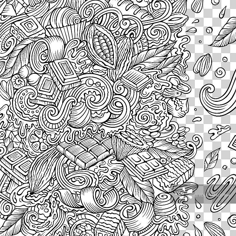 手绘巧克力涂鸦边框图片素材