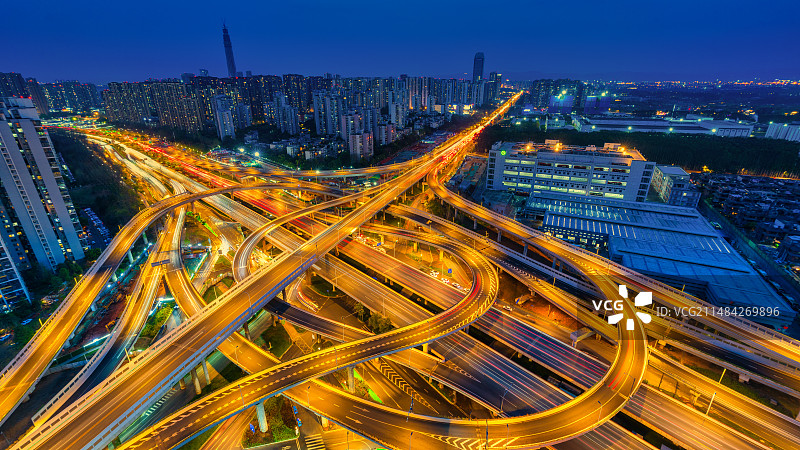 成都锦江区娇子立交立交桥夜景图片素材