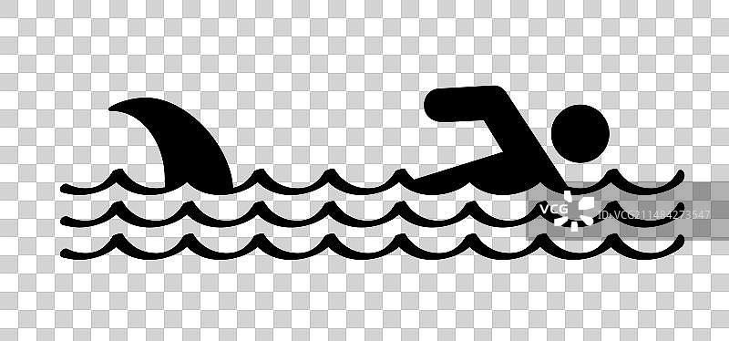 鲨鱼出没，禁止游泳图片素材