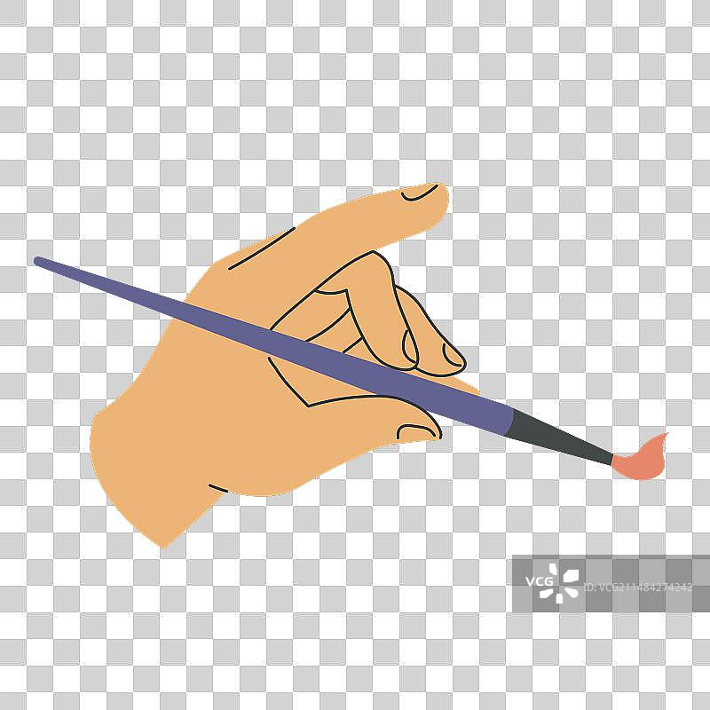 艺术家手臂握着画笔图片素材