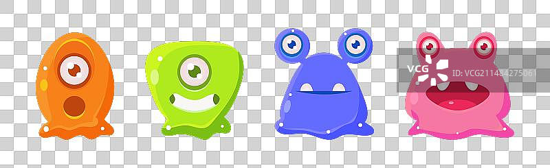 可爱的闪光泥浆角色和果冻图片素材