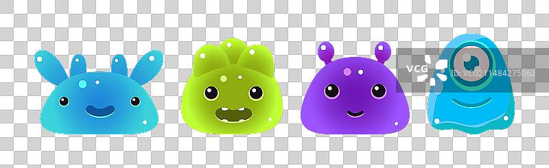 可爱的闪光泥浆角色和果冻图片素材