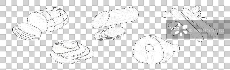 含有火腿、香肠的肉制品图片素材