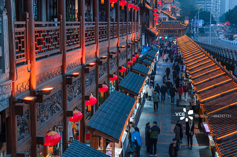 重庆洪崖洞旅游景区网红商业街区夜景图片素材