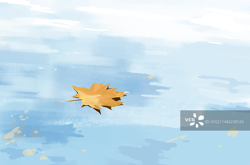 水面上漂浮的树叶的高角度视图插画图片素材