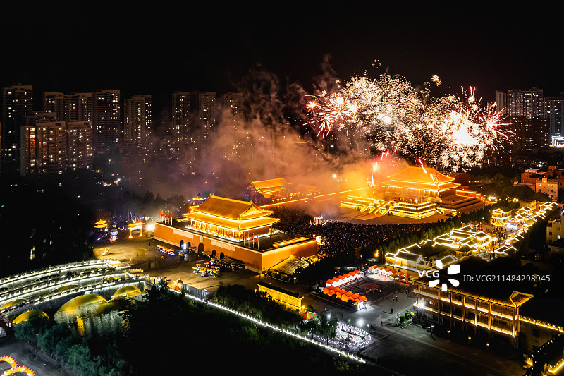 同安影视城打铁花焰火烟火梵天寺梅山图片素材