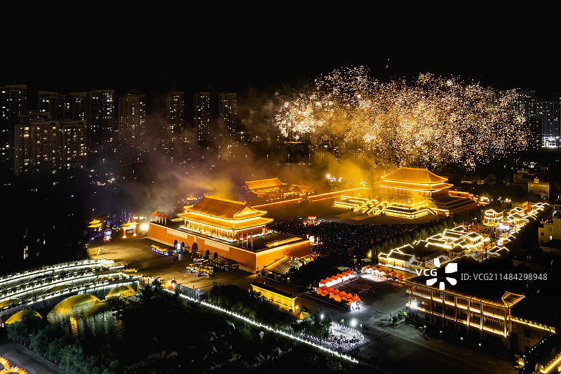 同安影视城打铁花焰火烟火梵天寺梅山图片素材