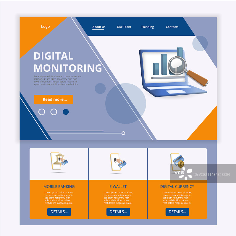 数字监控扁平风格着陆页网站图片素材