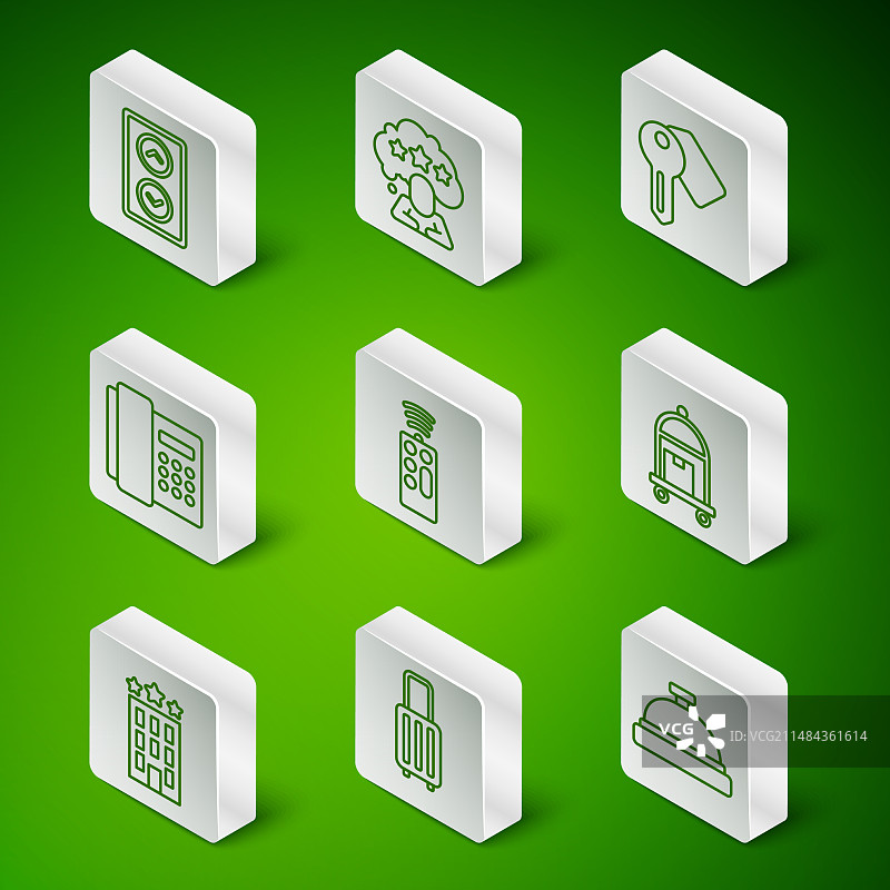 酒店服务铃行李箱电梯遥控器套装图片素材