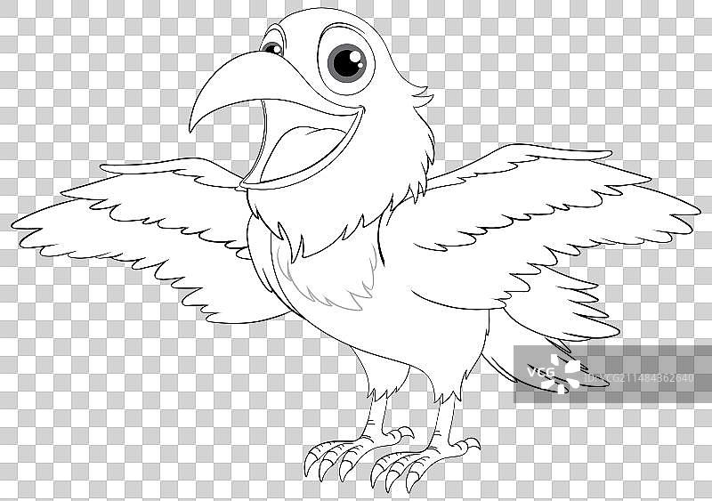 展开翅膀的快乐乌鸦卡通图片素材