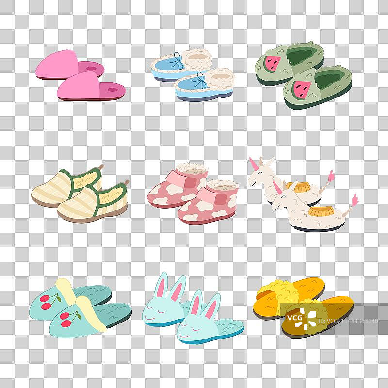 儿童卡通拖鞋套装图片素材