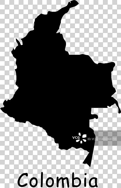 哥伦比亚岛屿地图轮廓剪影图片素材