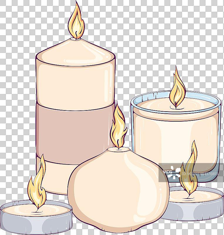 不同颜色的蜡烛静物图片素材