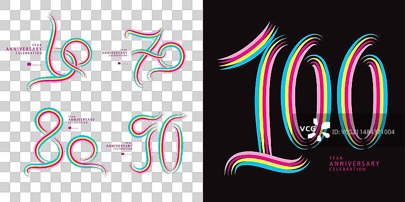 60至100周年纪念标志设计合集图片素材